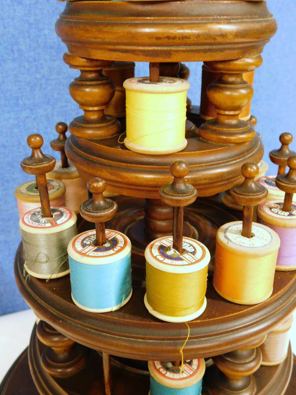 A 19th century fruitwood four tier cotton reel holder, approx. 56cm high - Image 6 of 6