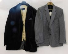 A gentleman's grey velvet blazer by Marks & Spencer, size 42M, together with a cream waistcoat