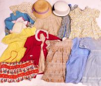 A quantity of circa mid 20th Century childrens wear, hats and other items