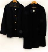 Two gentleman's coats, to include a single breast black wool overcoat and navy jacket by Jaeger, (2)