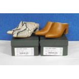 Two pairs of lady's heeled mules by Hobbs, to include Sienna Court in vegetable leather, light