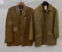 A gentlemans single breast beige suede jacket, with side and flap pockets, together with a