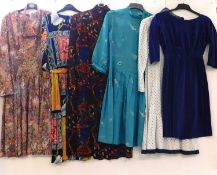 Six assorted lady's mid 20th century day dresses, (6)
