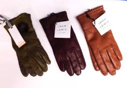 Three pairs of leather gloves, two by John Lewis and one by Antonio Murclo (3) green - size 7.5Tan -