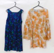 Two 1906's mini dresses, the first a brown and orange floral printed cotton mini dress with