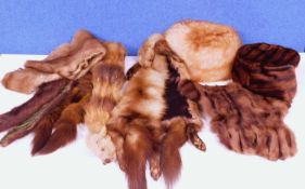 A quantity of assorted fur accessories to include hats, gloves, scarves etc