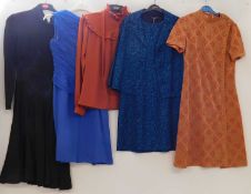 A quantity of mid 20th century ladies wear, to include a blue two piece suit by Marie Moore, a
