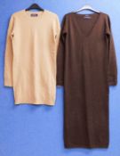Two Ralph Lauren jumpers, to include a brown cashmere sweaterdress, size S, and a camel coloured