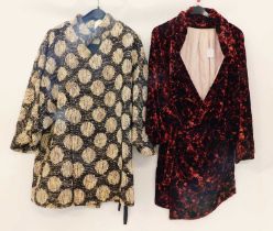 A Japanese woollen black and white kimono jacket by Waggy Haute Couture together with another