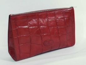 A red Mulberry washbag, rectangular with zip top, internal zip pocket, approx. 26cm wide