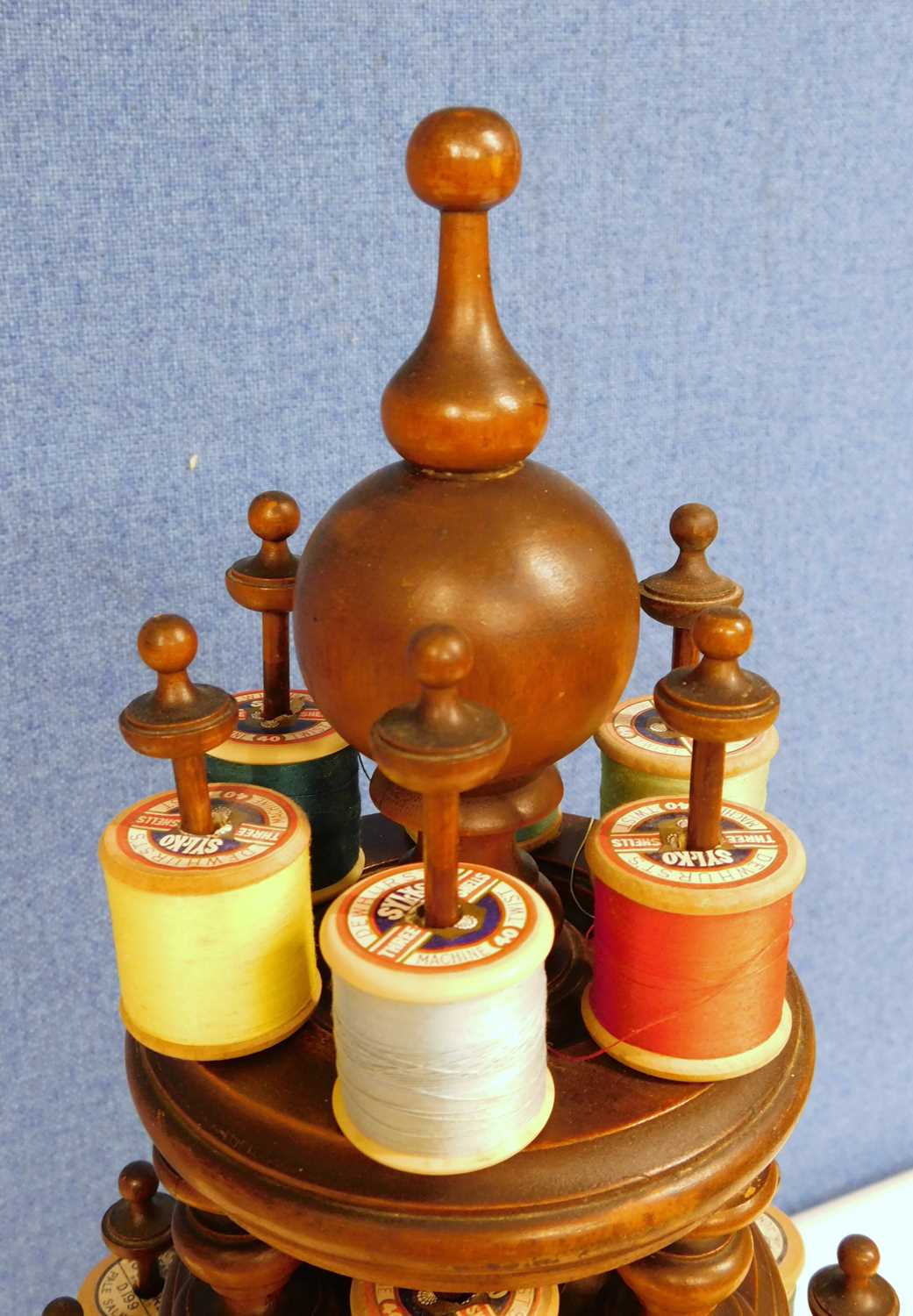 A 19th century fruitwood four tier cotton reel holder, approx. 56cm high - Image 3 of 6