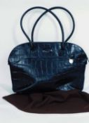 A black Mulberry shoulder bag, the mock croc black leather tote bag with shoulder carry straps,