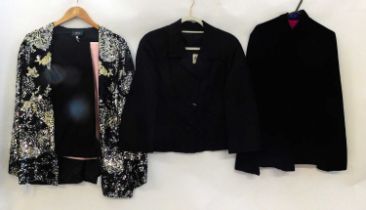 A quantity of late 20th century lady's occasion wear to include an allover sequinned jacket, a black