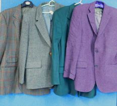 Four gentleman's jackets, to include a brown checked wool jacket by Daks, London; a wool tweed