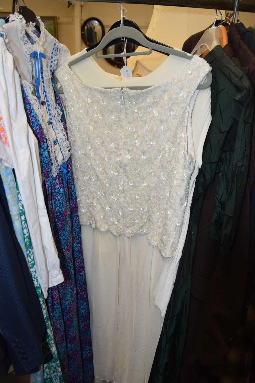 Three cream lady's occasion wear dresses to include a sleeveless shift by Monsoon Twilight with - Image 5 of 8