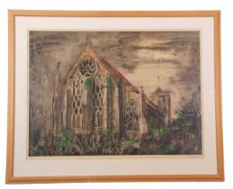 John Piper (British,1903-1992), 'Dorchester Abbey', limited edition offset lithograph, c.1965,