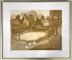 Gillian Lawson (British, 20th century), 'Village Pond', limited edition etching with aquatint,