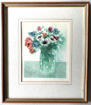 Valerie Christmas (British, contemporary), 'Anemones' limted edition etching with aquatint, signed