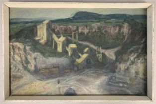 In the manner of Sheila Fell RA (British,1931-1979), Cumberland mining / Quarry, oil on board,