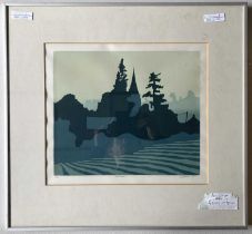 Edward J.Wilson (British, 20th century) 'Rattlesden, Suffolk', limited edition lino print, signed,