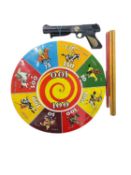A 1950s Mettoy Cowboys and Indians tinplate shooting game, with original legs and gun. Art. 7144
