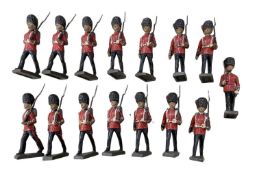 A group of 15 vintage die-cast British Grenadier Guards by Lineol, Germany