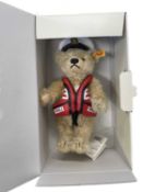 A boxed Steiff Skip The RNLI Bear, 000645, with cap and life jacket,