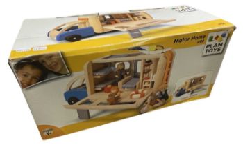 A boxed wooden Motor Home playset by Plan Toys