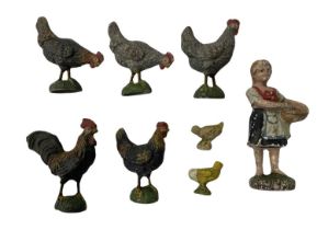 A small collection of Elastolin farmyard figures