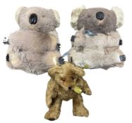 A pair of vintage Australian fur koala toys, together with a modern teddy bear by The Old