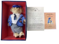 A boxed Stacey Lee Terry - Prue Theobalds' teddy bear - Theo the Schoolboy. With certificate, number