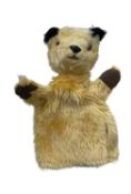 A c1950s/60s Sooty hand puppet, with leather hand pads