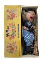 A boxed Pelham Puppets SM witch with original broomstick