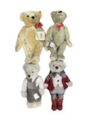 A group of 4 small teddy bears, to include: - Steiff replica 1909 (with growling mechanism) - Nisbet