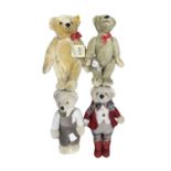 A group of 4 small teddy bears, to include: - Steiff replica 1909 (with growling mechanism) - Nisbet