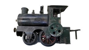 A pre-1917 Ernest Plank 0 gauge locomotive, with original logo-plate. Wear to paintwork and some