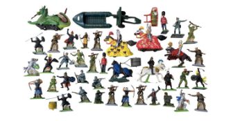 A collection of Britains die-cast and plastic toy figures, to include Medieval and Military.