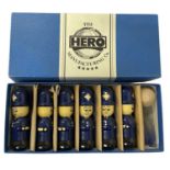 A boxed wooden skittles game, modelled as Policemen, by The Hero Manufacturing Co and designed by