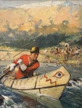 Septimus E Scott (1879 - 1965) - Oil on Board - Daring of the Mounties (Thriller Picture Library