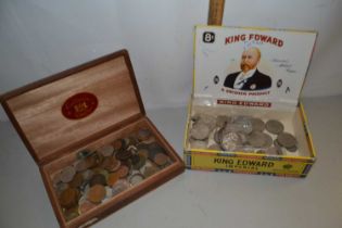 Two boxes mixed coinage