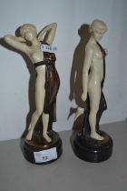 Pair of composition Art Deco style figurines