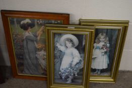 Group of three coloured prints, Victorian children and one other
