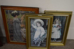 Group of three coloured prints, Victorian children and one other