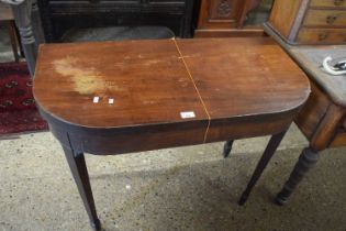 Georgian mahogany tea or card table of D shaped form, for restoration