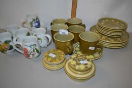Quantity of green glazed tea wares together with a quantity of Portmeirion cups and saucers
