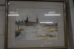 G Miller, study of a winter scene with Middleton Church