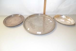 An EPNS tray, together with a small salver and part entree dish