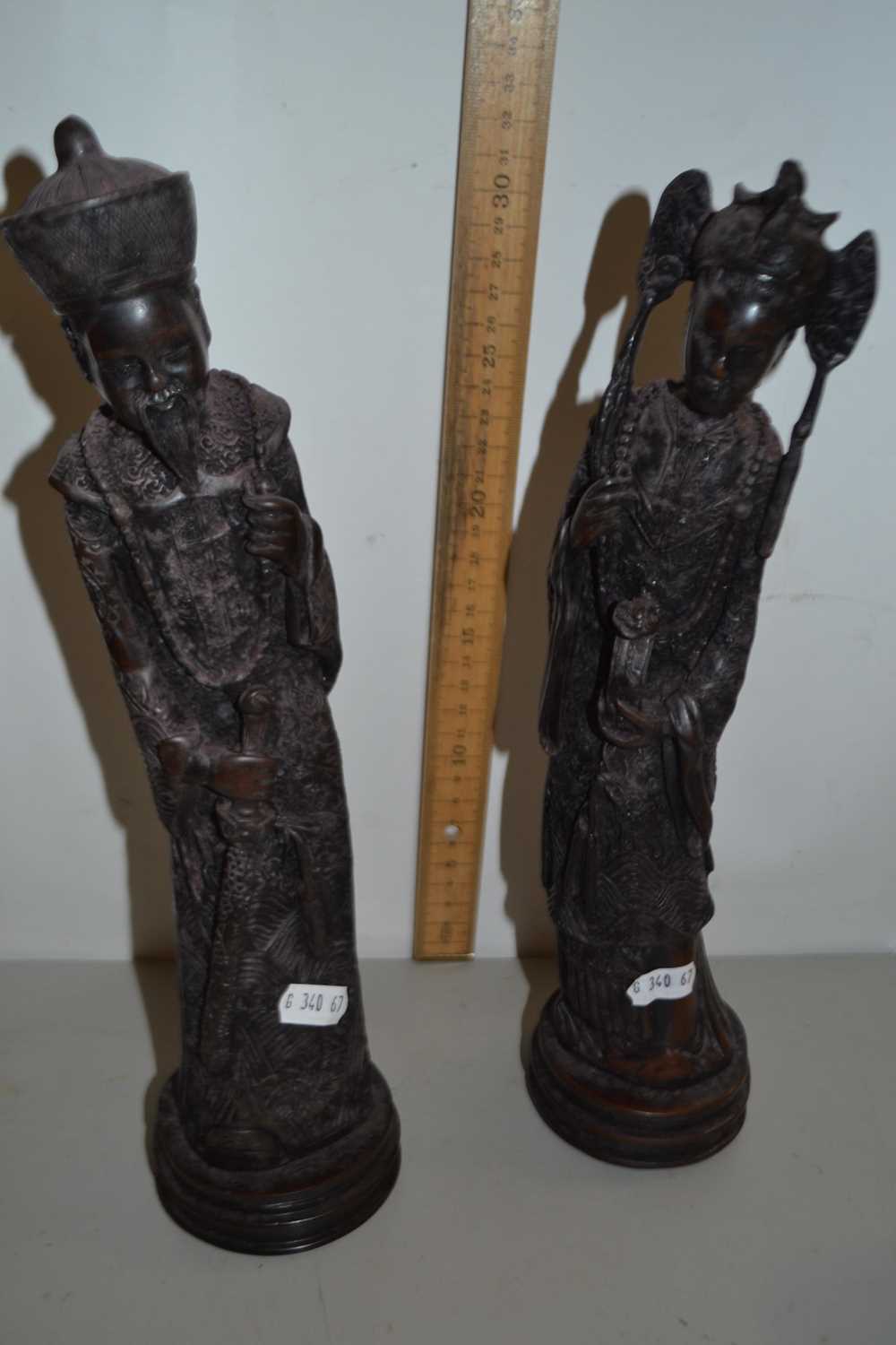 Pair of contemporary Chinese composition figures