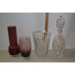 Mixed Lot: Various Art Glass vases, decanter etc