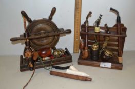 Mixed Lot: Various tobacco pipes and stands